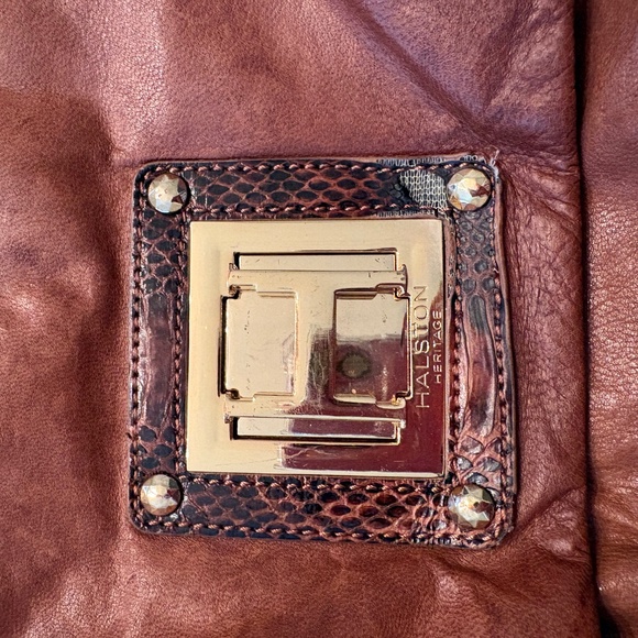 Halston Heritage Snakeskin Handle Shoulder Bag - Picture 9 of 14